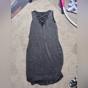 Forever 21 Black Crisscross Back Pencil Dress